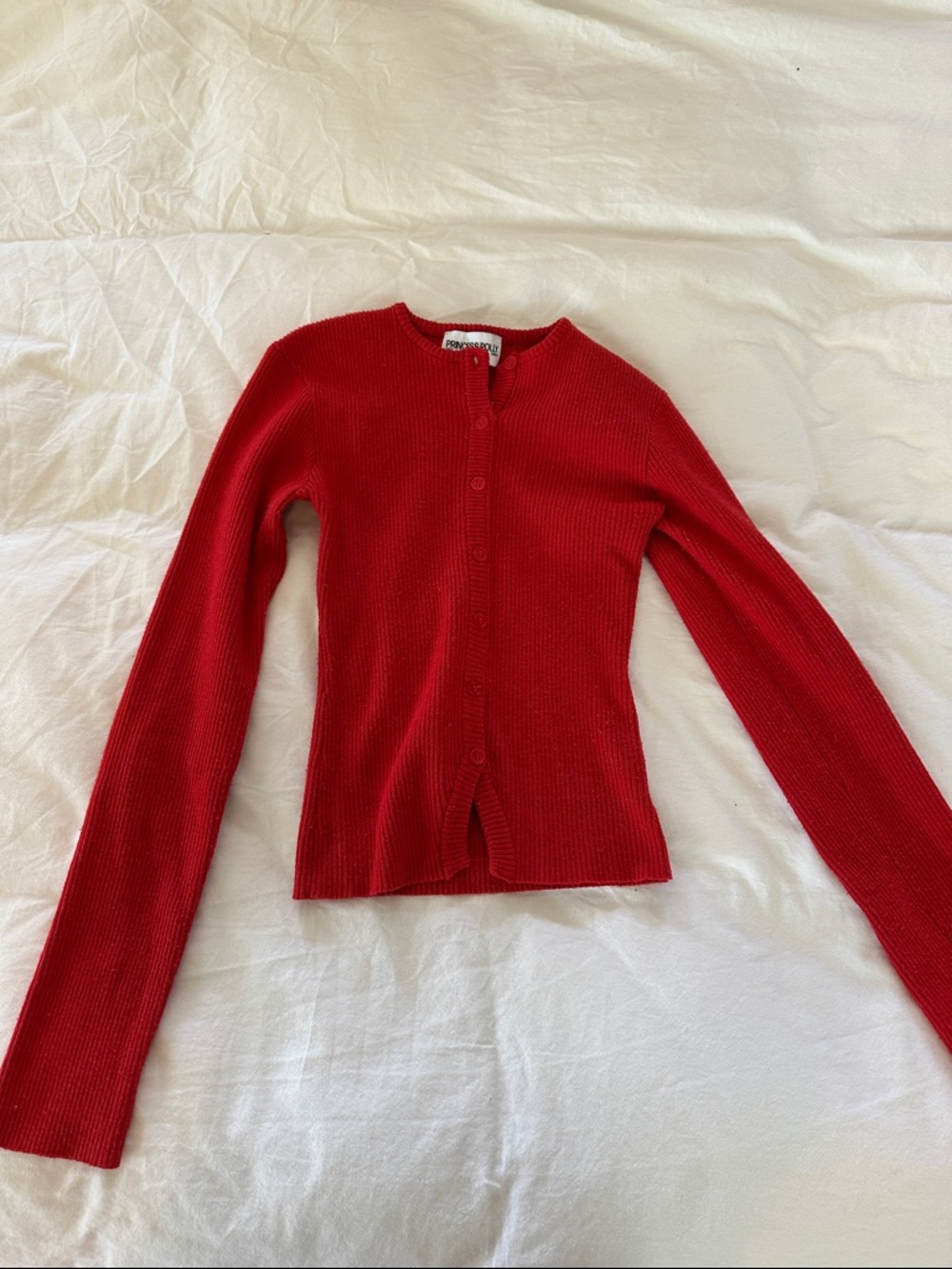 Princess Polly Red Ribbed Button Cardigan